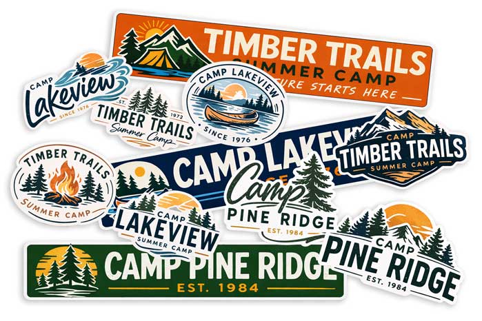 Custom camp stickers and bumper stickers